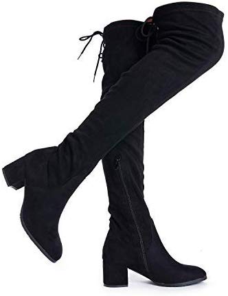 Dream Pairs Botas bucaneras, con tacón cuadrado, para mujer
