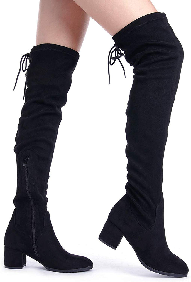 Dream Pairs Botas bucaneras, con tacón cuadrado, para mujer