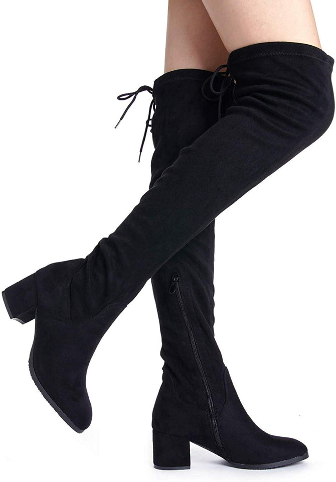 Dream Pairs Botas bucaneras, con tacón cuadrado, para mujer